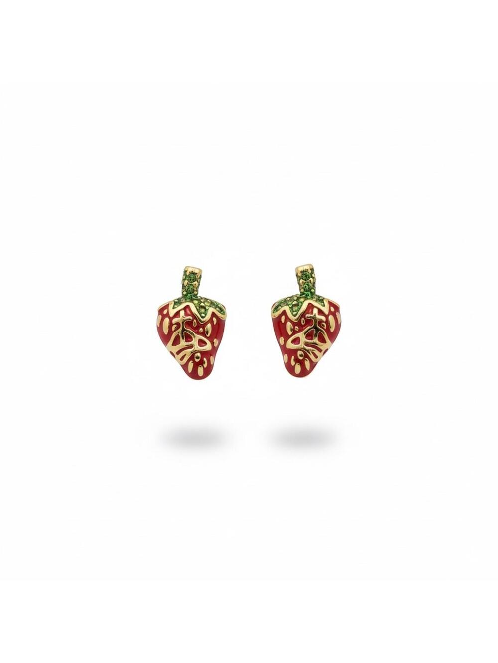 Vivienne Westwood Strawberry Enamel Gold-Tone Stud EarringsS